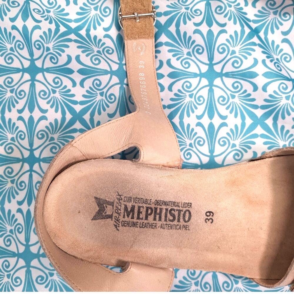 Mephisto Oriana Wedge Sandals Tan Beige Warm Grey Suede Cork EU 39 US 8.5 - Picture 5 of 10
